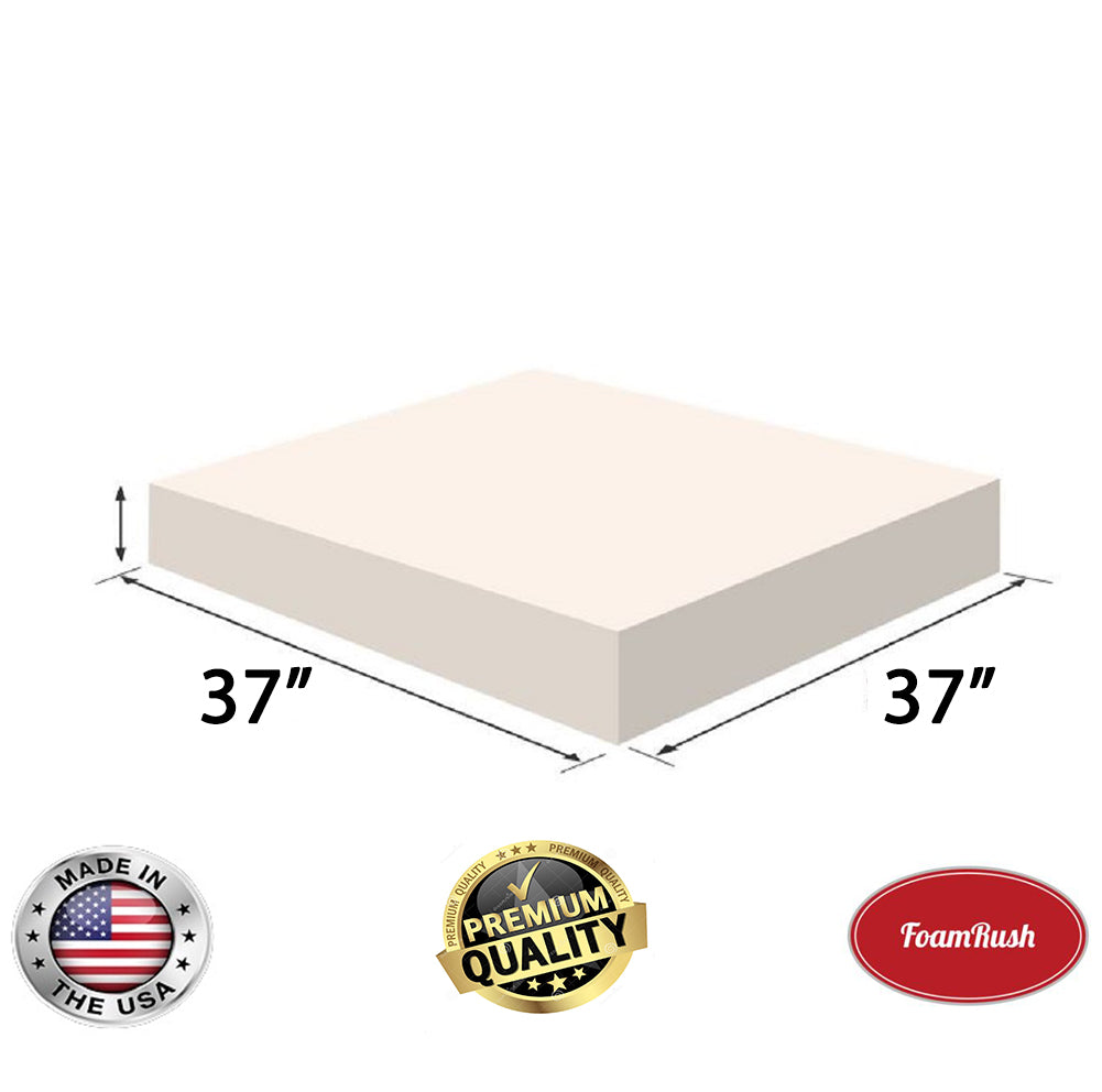 Foamrush 2 Height x 37 Width x 37 Length Upholstery Foam Cushion High  Density 