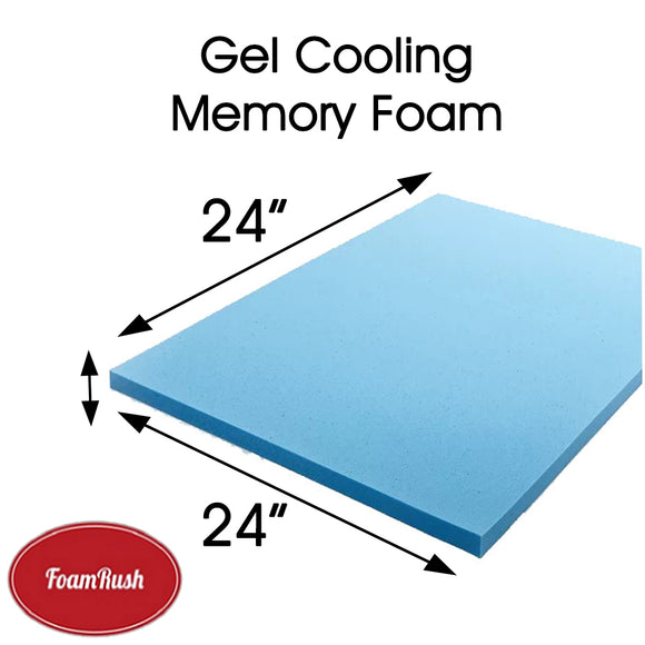 FoamRush 6 x 24 x 24 Cool Gel Memory Foam Upholstery Square Cushion  Medium Firm (Chair Cushion, Square Foam Dining Chairs, Couch, Sofa,  Wheelchair